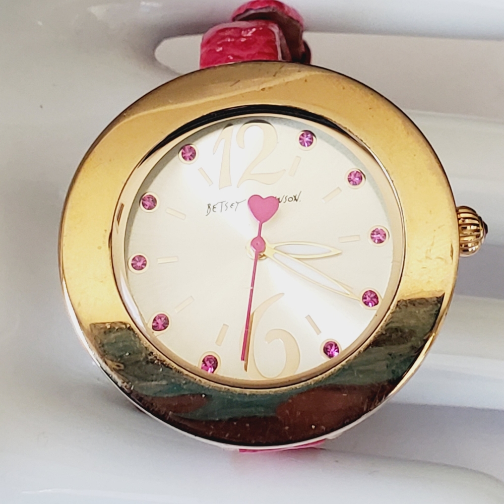 Betsey Johnson Pink Gold Tone Watch